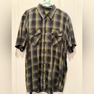 DIXXON Gray and Yellow Casual Button Down Shirt